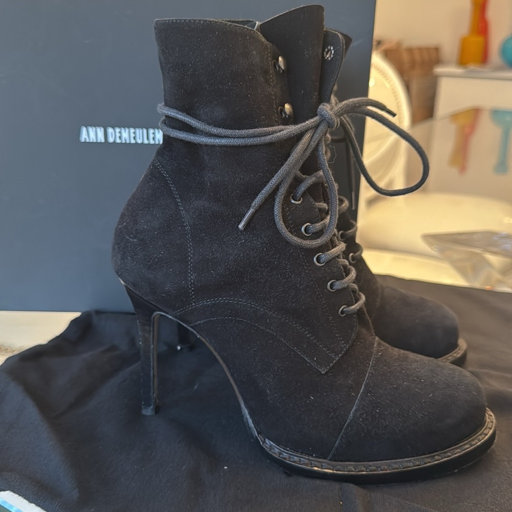 Ann Demeulemeester 100mm Suede Lace Up Combat Boots 36